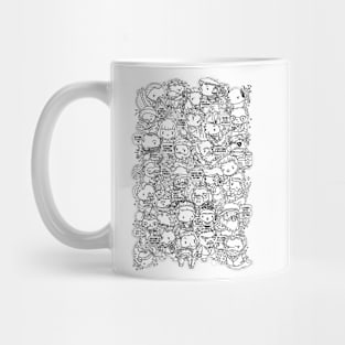 Black and white Doodle style artists animals puns Mug